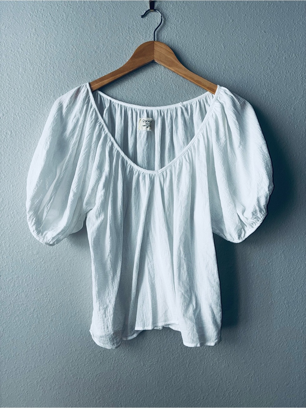 9seed White Cotton Temescal Puff Sleeve Top Size P/S